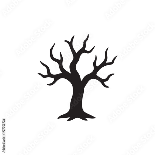 Halloween tree silhouette vector illustration for spooky holiday design