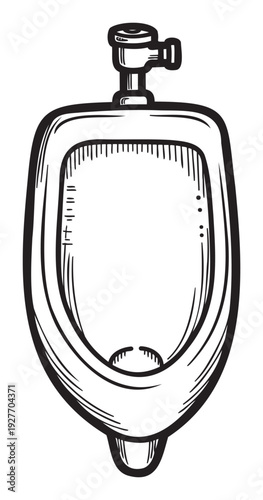 Detailed hand drawn sketch of a standard public urinal fixture suitable for architectural plans plumbing service advertisements or commercial bathroom equipment guides