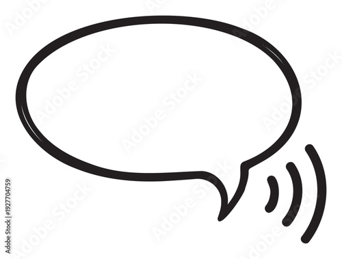 Handdrawn speech bubble icon with voice sound waves symbolizing verbal communication for engaging messaging applications, interactive social media interfaces, and auditory presentation