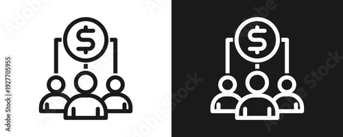Sales Team Icon Set Outline In White And Black Background
