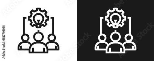 Collaborative Icon Set Outline In White And Black Background