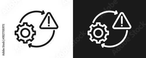Risk Management Icon Set Outline In White And Black Background