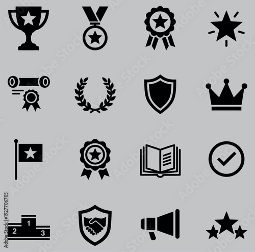 Achievement Awards Recognition Success Icons Set