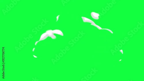 White cartoon smoke explosion cloud animation for impact effects isolated on green screen background