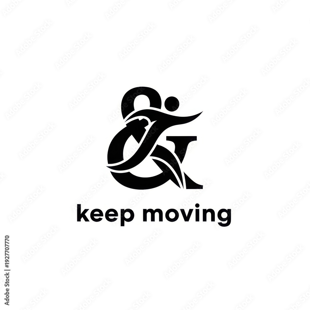 Obraz premium Minimalist black logo symbol of a person running with abstract design elements, flat vector style