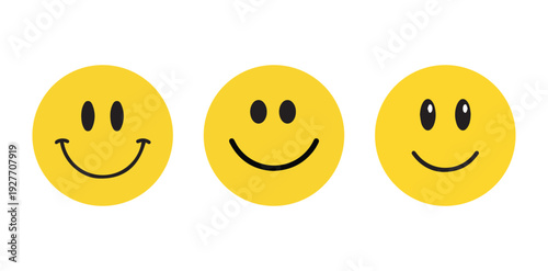 Cute Smiley Face Icon, happy Smiling Face Flat Emoji Reaction Style Vector