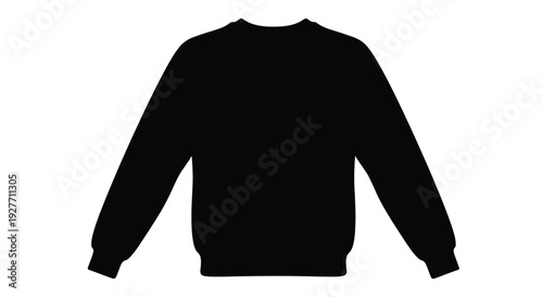 Black silhouette of a crewneck sweatshirt on a white background