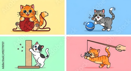 set of cartoon cat