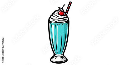 Colorful milkshake with whipped cream topping.