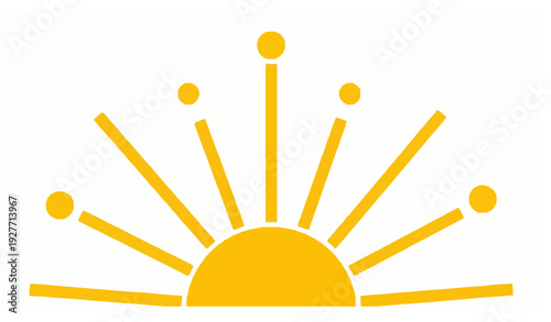 Abstract Rising Summer Sun Half Circle Silhouette Minimal Geometric Vector Design