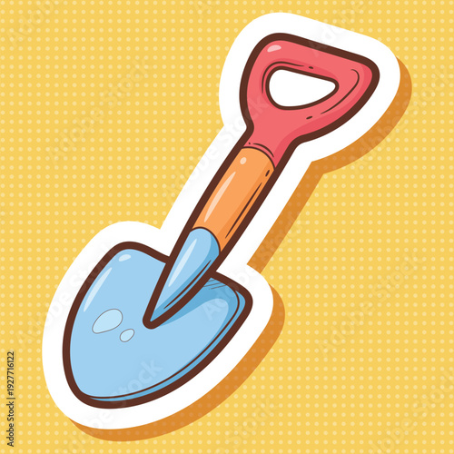 Playful Retro Cartoon Shovel Tool Vector Art
