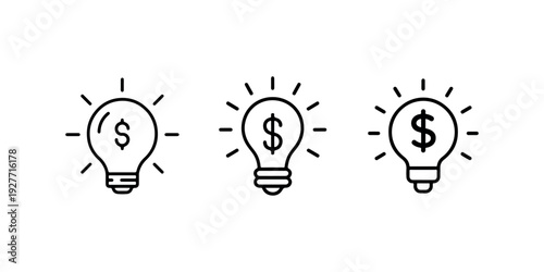 Light bulb with dollar sign inside represents creative business ideas financial innovation profitable solutions and investment concepts in linear design