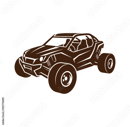 Brown dune buggy on white background  offroad vehicle illustration