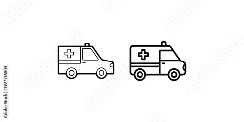Ambulance vehicle icons, emergency medical service, transportation, healthcare, assistance, rescue, transport, vehicle, car, medical transport, vehicle