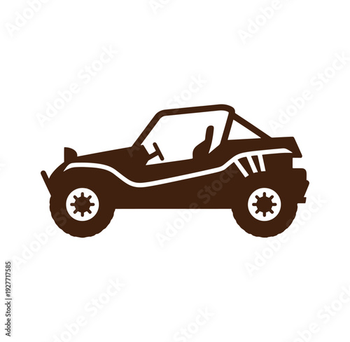 brown offroad buggy vehicle silhouette with large tires and open top design