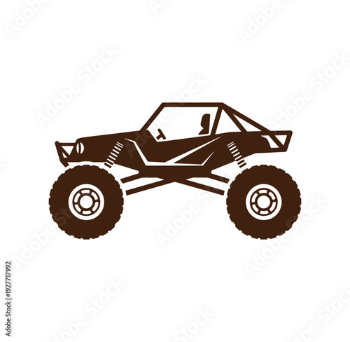 brown offroad buggy vehicle with large tires and open top design
