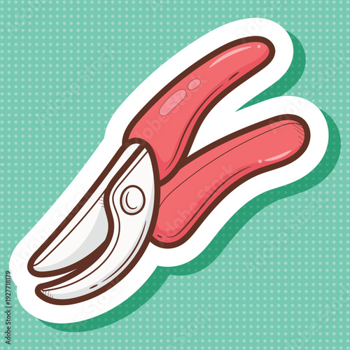 Cute Gardening Shears with Pink Handles Vector Art