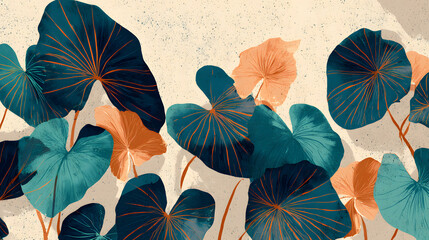 Colorful abstract leaf patterns