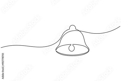 Notification Bell Line Icon Continuous One Line Art Minimalist UI Alert Symbol Vector