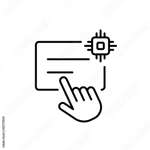 A vector icon representing smart content snippets generated or selected with AI, created in line style with editable stroke