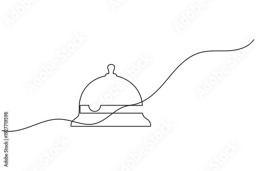 Hotel Service Bell Line Icon Reception Desk Concierge Continuous One Line Art  drawing Vector