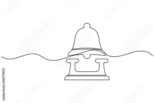 Service Bell Line Icon Reception Desk Continuous One Line Drawing Hospitality Symbol