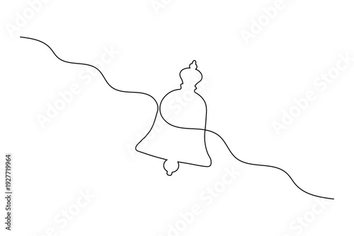 Church Bell Line Icon Antique Tower Heritage Continuous One Line Drawing Religious Symbol