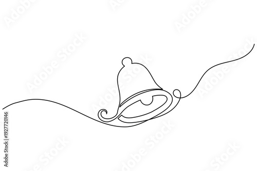 Notification Bell Line Icon UI Sound Alert Continuous One Line Drawing Minimal Symbol