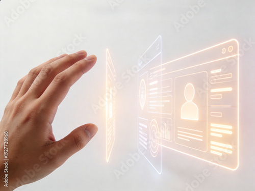 Human and artificial intelligence collaboration concept with clean interface