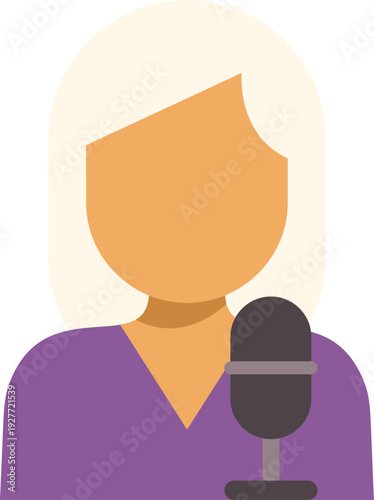 Woman with blonde hair broadcasting, recording audio, or doing a voiceover