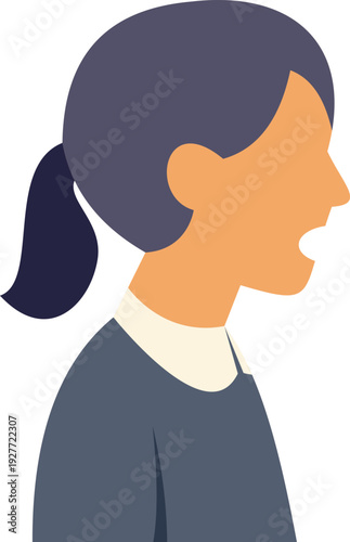 Woman avatar profile yelling or speaking loudly with an open mouth