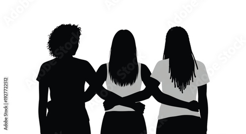Diverse Women Unity and Sisterhood Silhouette Illustration for Women's Day