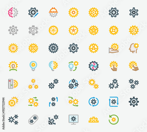 User Interface Cogwheels Color Icon Set