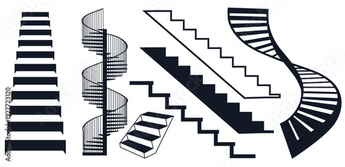 Building stairs set of building steps