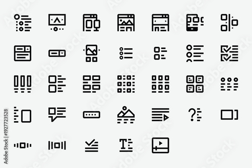 User Interface Components Line Icon Set