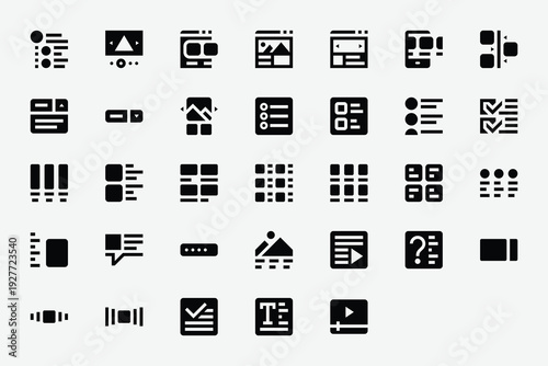 User Interface Components Solid Icon Set