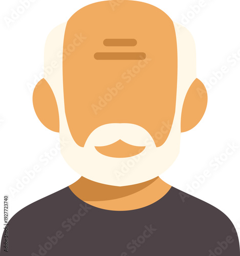 Senior man avatar with white beard and bald head representing old age