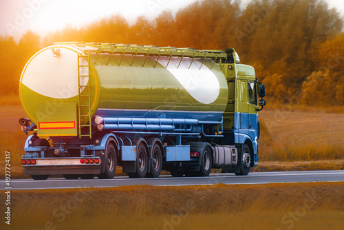 Wallpaper Mural Heavy trucking lorry carrying petroleum on highway Torontodigital.ca