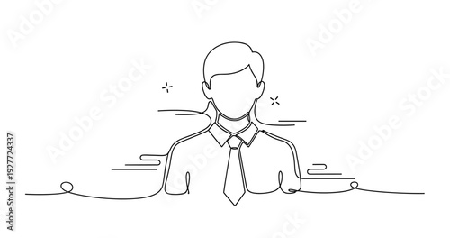 Line art illustration of male adult figure in business attire with tie. No editable strokes