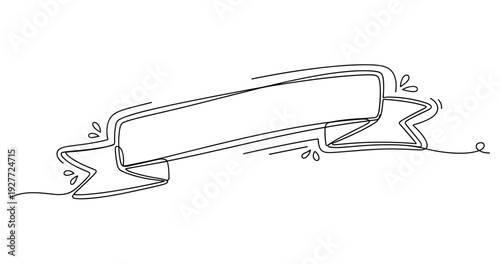 Blank ribbon banner outline design for custom text decoration, no editable stroke