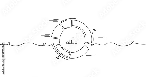 Abstract circular infographic with graph elements and percentages, no editable stroke
