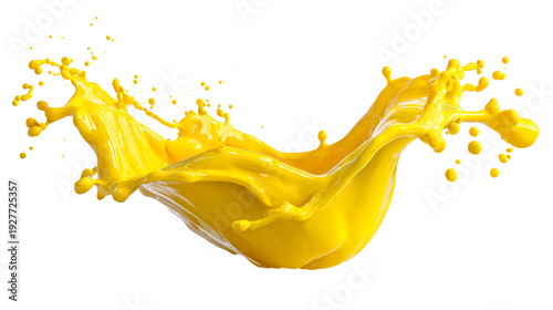 Dynamic vibrant yellow liquid splash with energetic fluid movement for modern branding, eyecatching marketing materials, and exciting graphic design projects