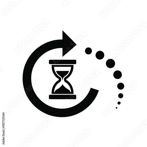 Hourglass with Circular Arrow Icon for Time Management and Process