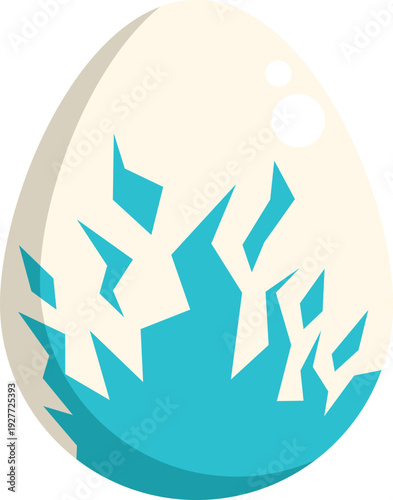 Fantasy egg featuring a cracked shell revealing a blue ice crystal pattern