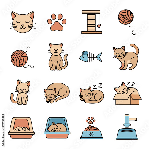 set of funny cartoon cats vector illustration