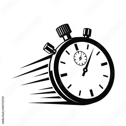 Fast Stopwatch Icon with Speed Lines for Time and Urgency Concept