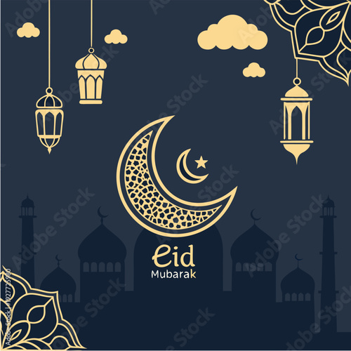 vector illustration of mosque in night