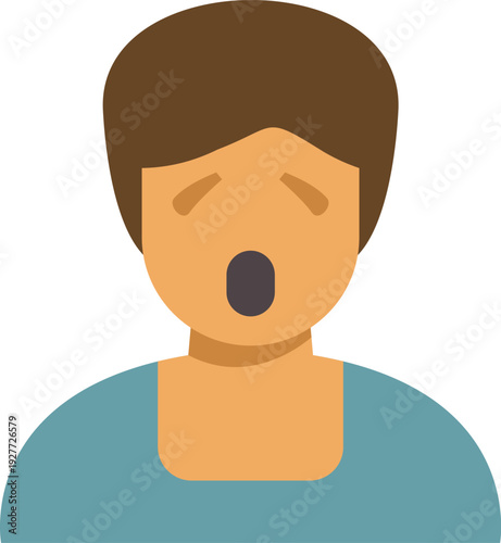 Man feeling weary and sleepy, yawning with a wide open mouth