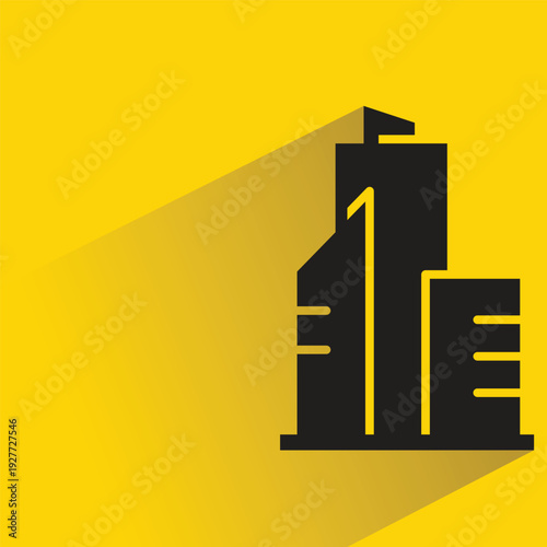 office tower on yellow background