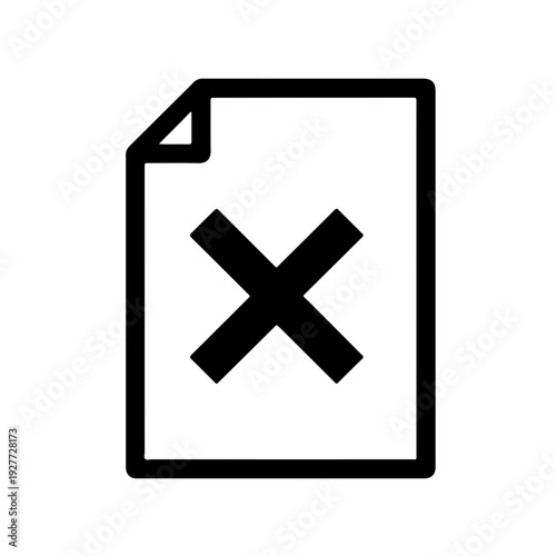 Isolated paper with a cancellation mark on a white background